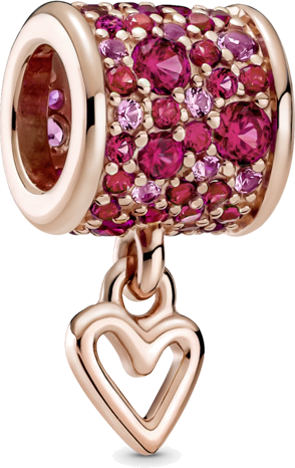 Charm Pandora 789548C01 - Cylindre avec coeur en métal plaqué or rose et cristaux roses pour femme