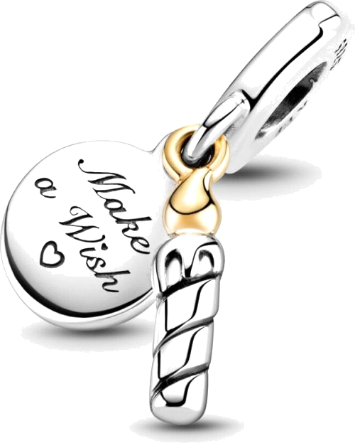 Pandora 799328C00 - Charm bougie d'anniversaire bicolore Make a Wish en argent 925 pour femme