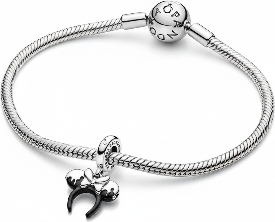 Pandora Charm Argent 925 - Serre-Tête Minnie Disney 100ème Anniversaire Effet Goutte Noir, Réf. 112181, Unisexe vue 2
