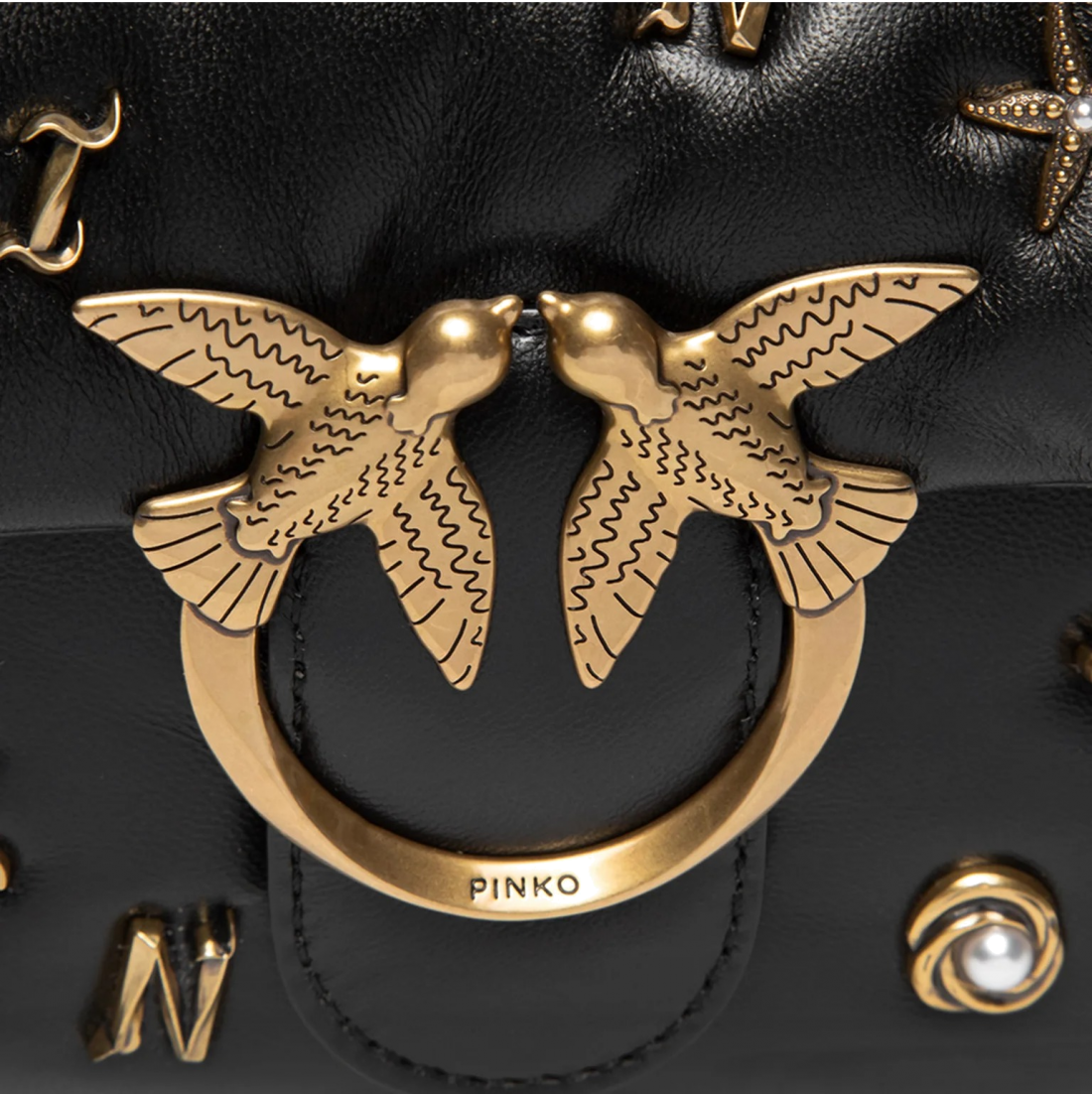 Sac à main Pinko Love Mini Puff Summer Pins en cuir noir - Réf. 107021-BLACK vue 4