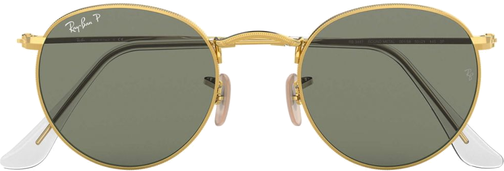 Lunettes de soleil Ray-Ban RB3447 001/58 - Monture ronde métal or mat, verres vert polarisés - Unisexe vue 2