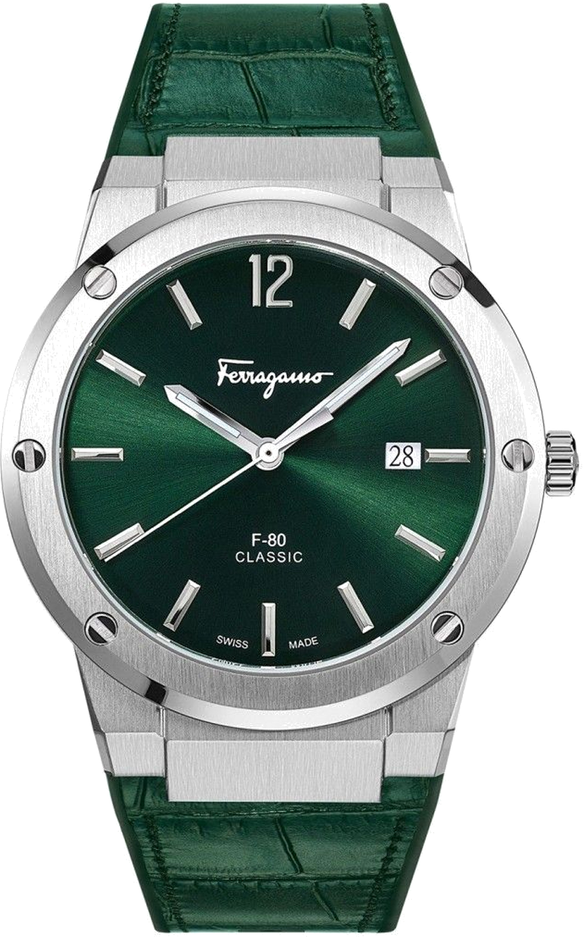 Montre Salvatore Ferragamo SFDT00119 Bracelet Silicone Vert Look Crocodile