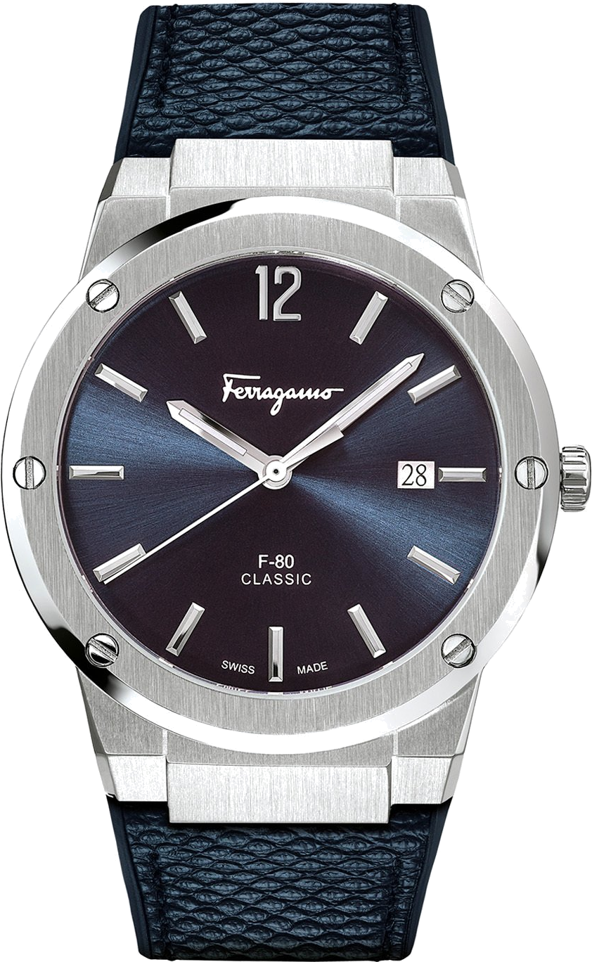Montre Salvatore Ferragamo SFDT00719 en Acier et Bracelet Silicone Bleu