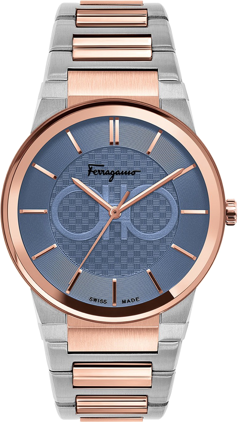 Montre Salvatore Ferragamo SFHP00720 Acier Bicolore Cadran Bleu