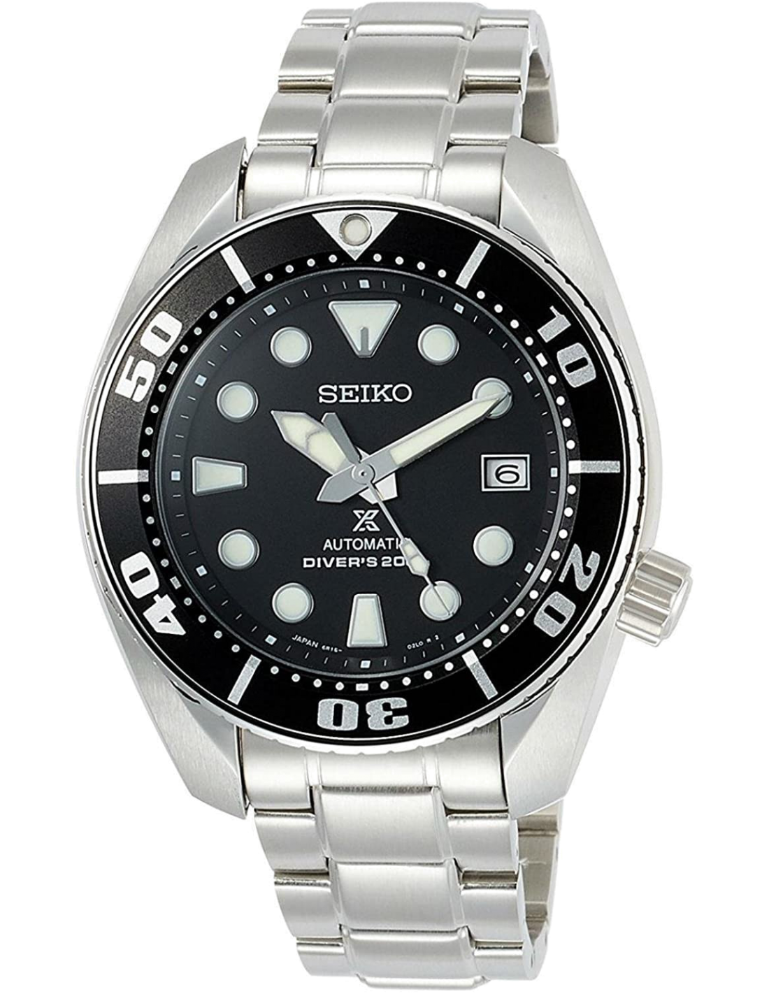 Montre Seiko SBDC031J1 Diver's Submariner en acier avec cadran noir et verre saphir