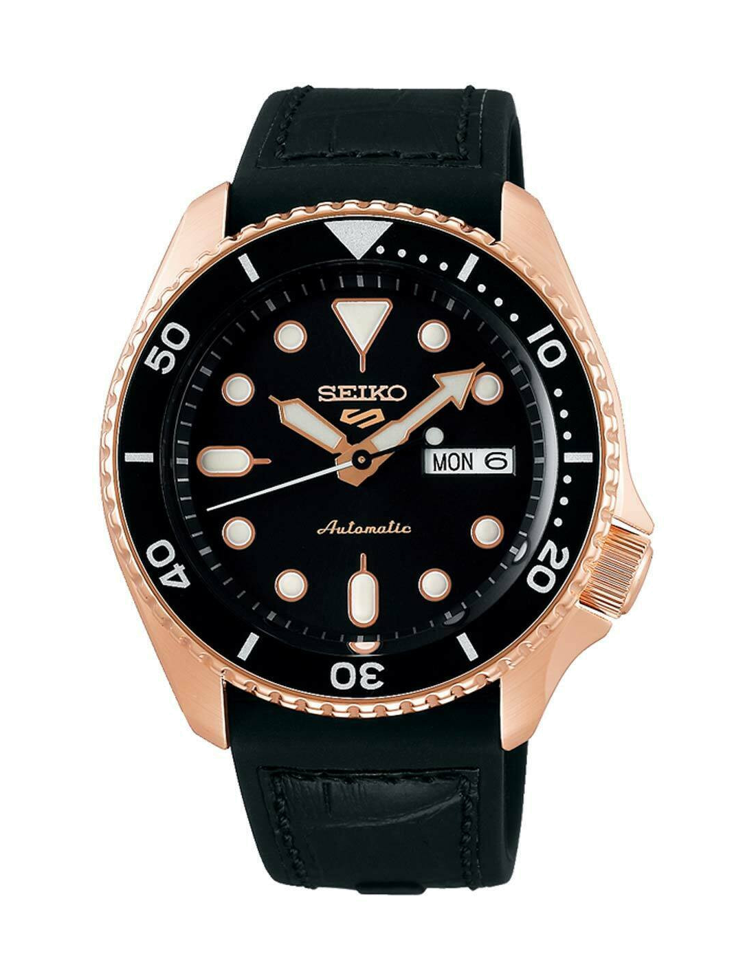 Montre Seiko SRPD76K1 Automatique 5 Sports Finition Or Rose et Silicone