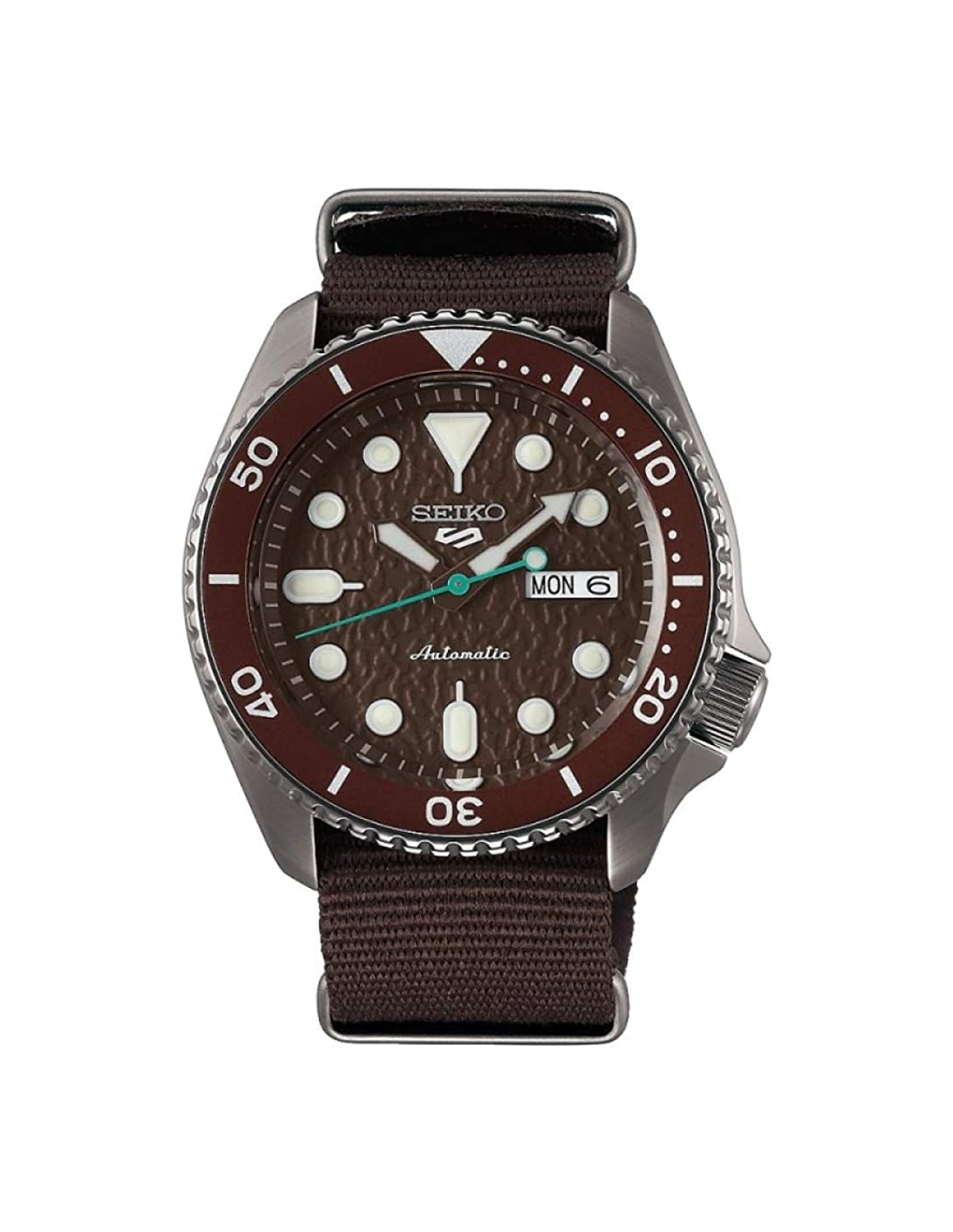 Montre Seiko SRPD85K1 Automatique Cadran Marron et Bracelet Textile Kaki