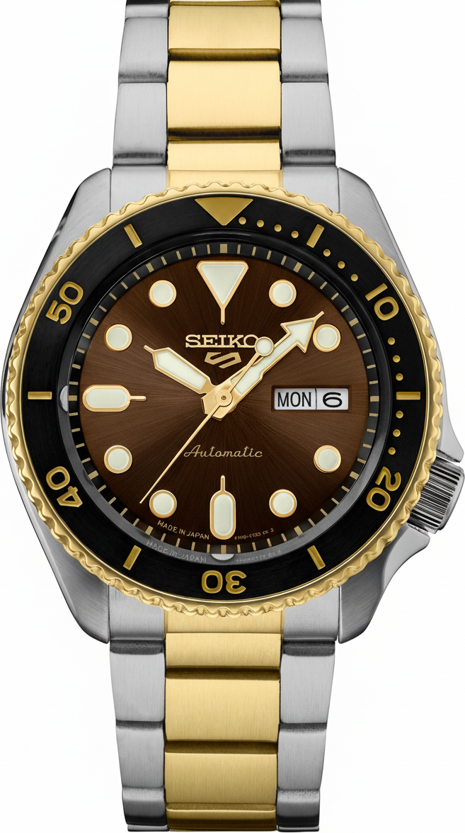 Montre Seiko SRPK22BR Automatique Acier Bicolore et Cadran Marron