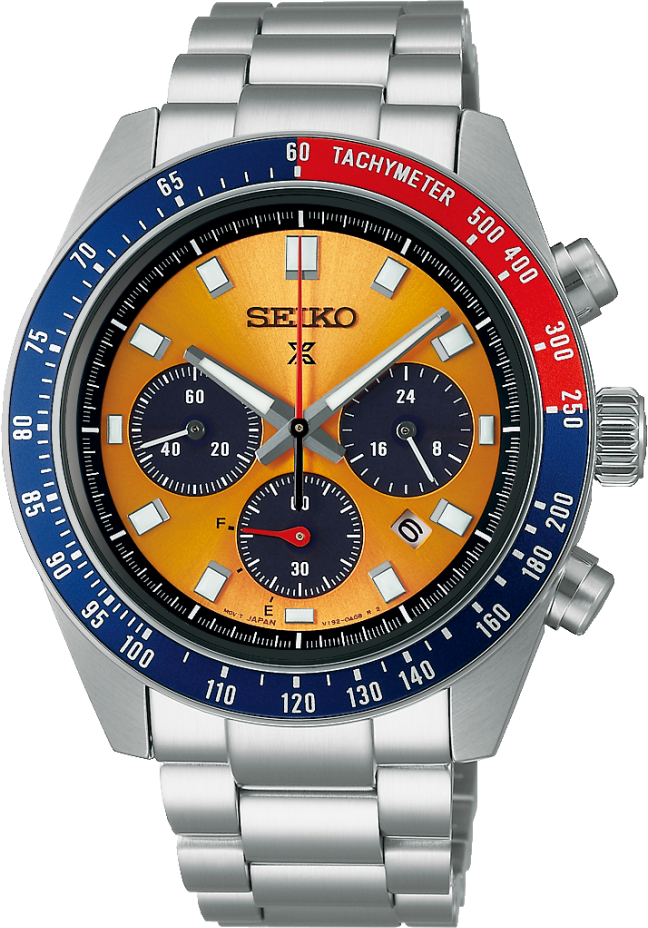 Montre Seiko SSC947P1 Speedtimer Solaire Cadran Jaune Doré et Lunette Bicolore