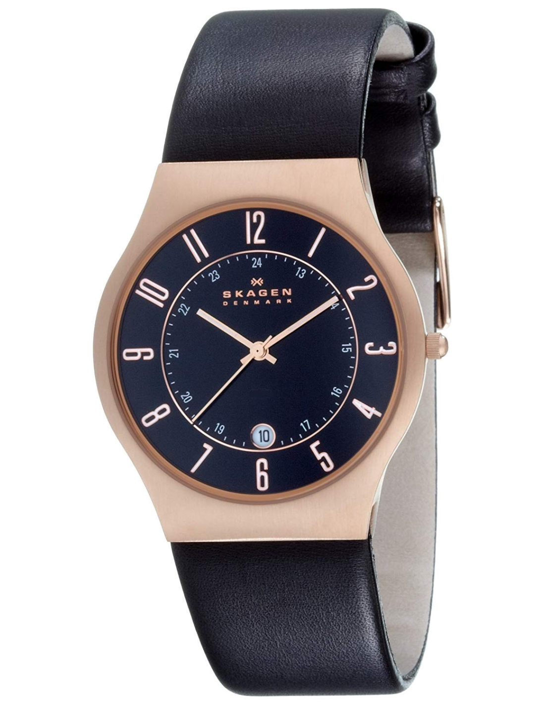 Montre Homme Skagen 233XXLRLB avec Boîtier Or Rose et Bracelet en Cuir