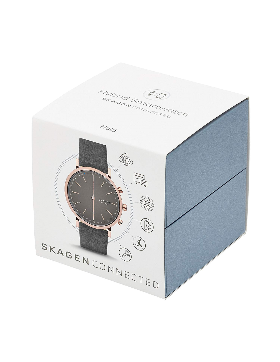Montre connectée hybride Skagen Hald SKT1207 - Cadran gris, bracelet cuir gris, or rose - Pour femme vue 2