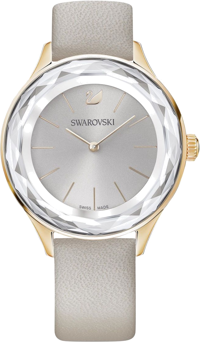 Montre Swarovski 5295326 Octea Lux Lunette Cristal Gris et Cuir