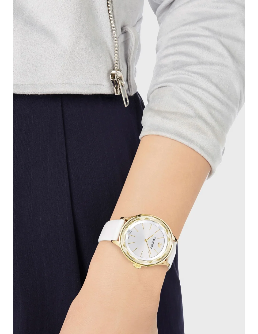 Swarovski 5295337 Octea femme 36mm bracelet blanc cuir | Montres