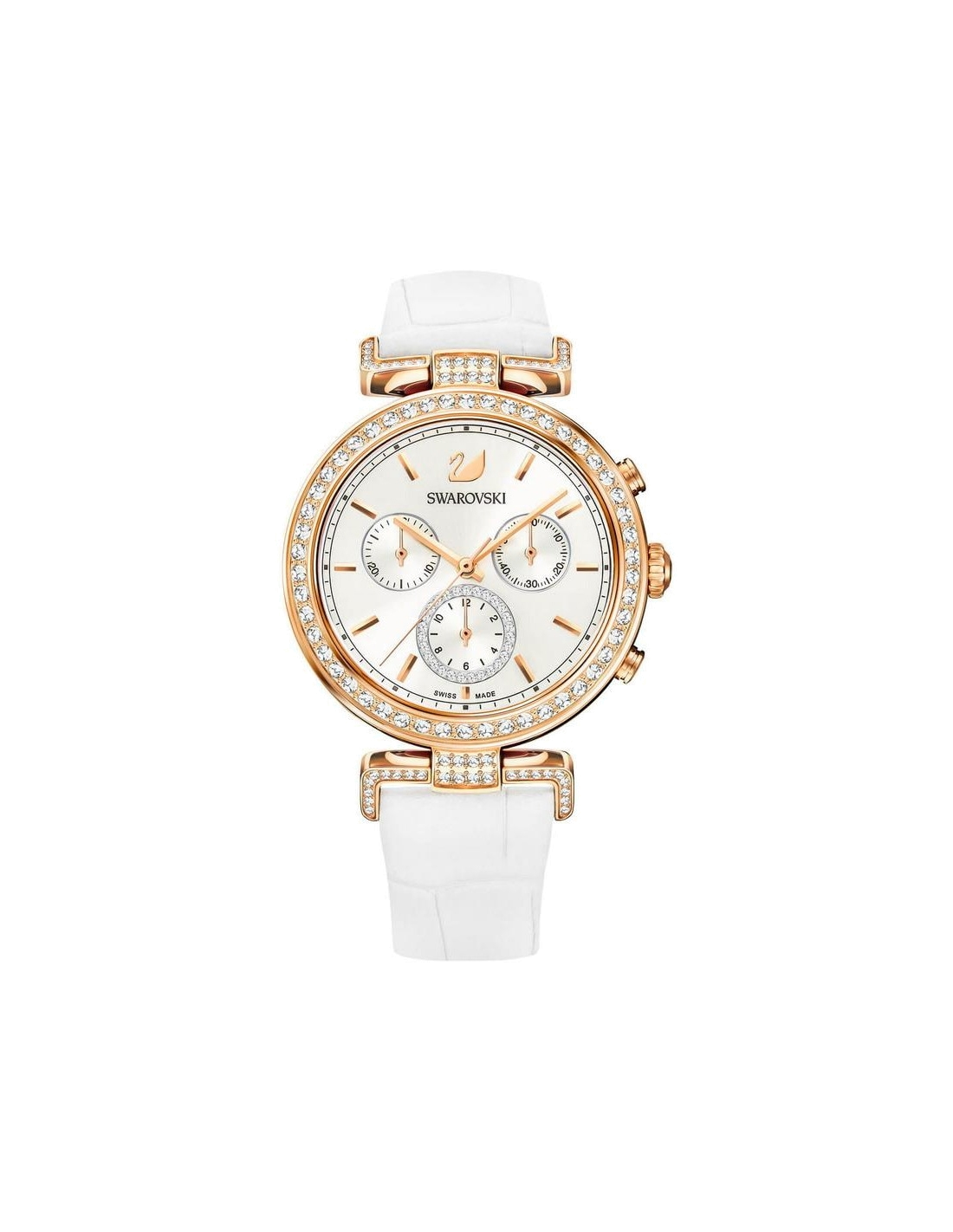 Montre Swarovski 5295369 Era Journey avec Bracelet en Cuir Blanc et Diamants