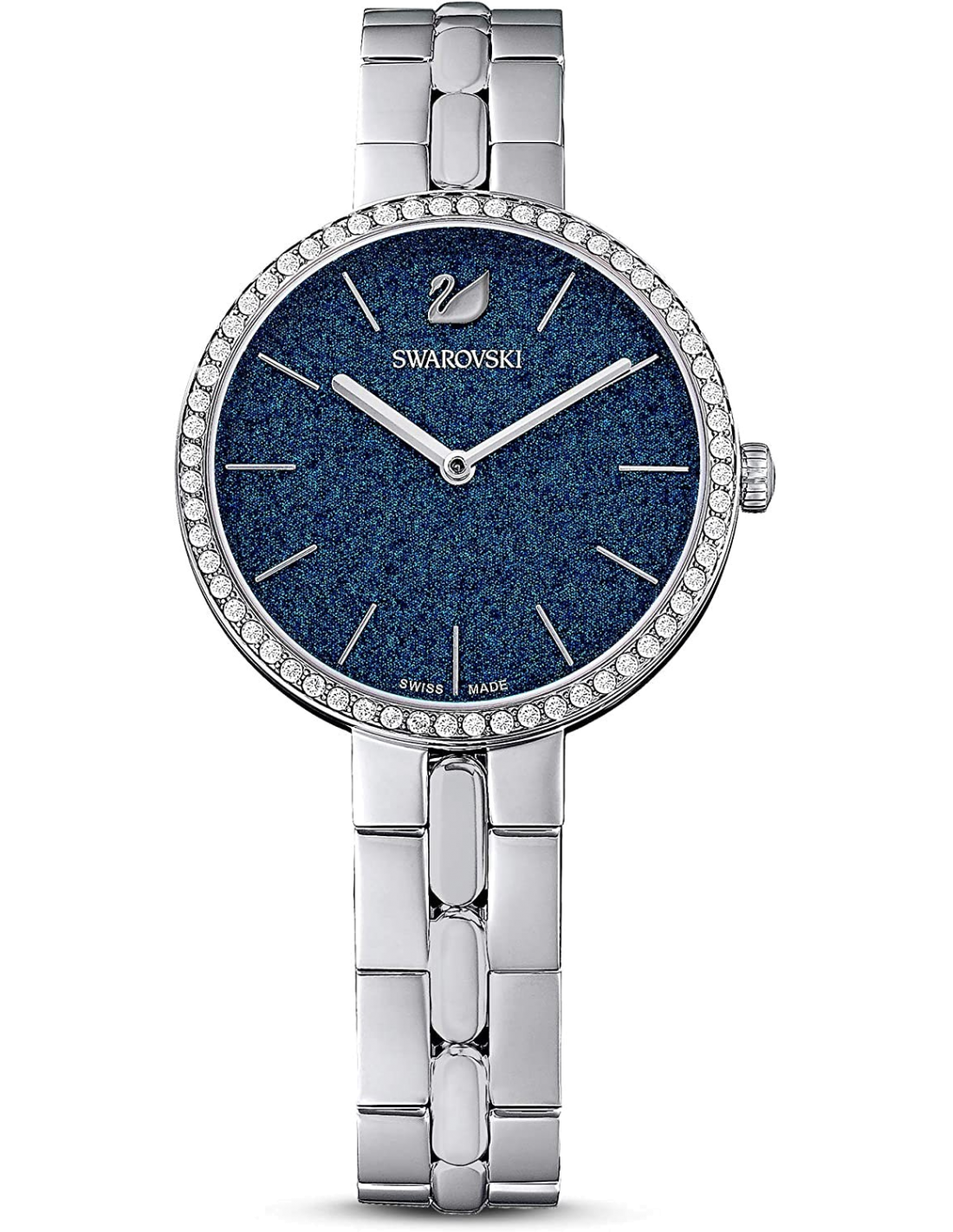 Montre Swarovski 5517790 Cadran Bleu Poudre de Diamants et Acier Poli