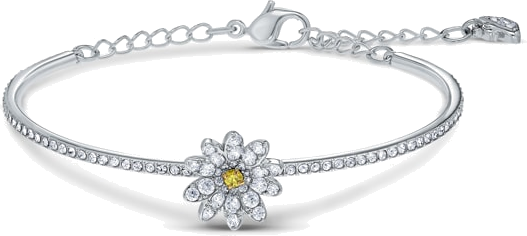 Bracelet jonc ajustable Swarovski Eternal Flower 5542012 plaqué rhodium cristaux blancs
