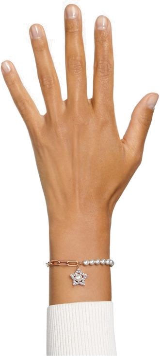 Bracelet Swarovski Stella pour Femme, modèle étoile blanche en perles et acier plaqué or rose - Réf. 5645461 vue 4