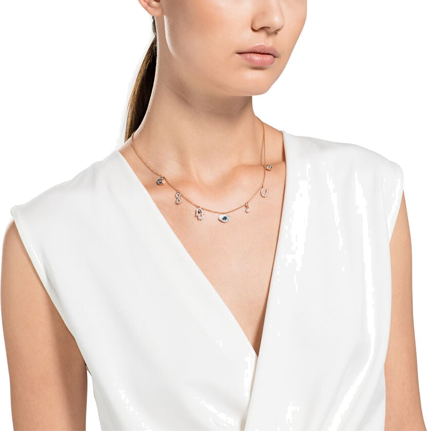 Collier Swarovski Symbolic 5497664 pour femme, breloques en cristal sur chaîne or rose vue 4