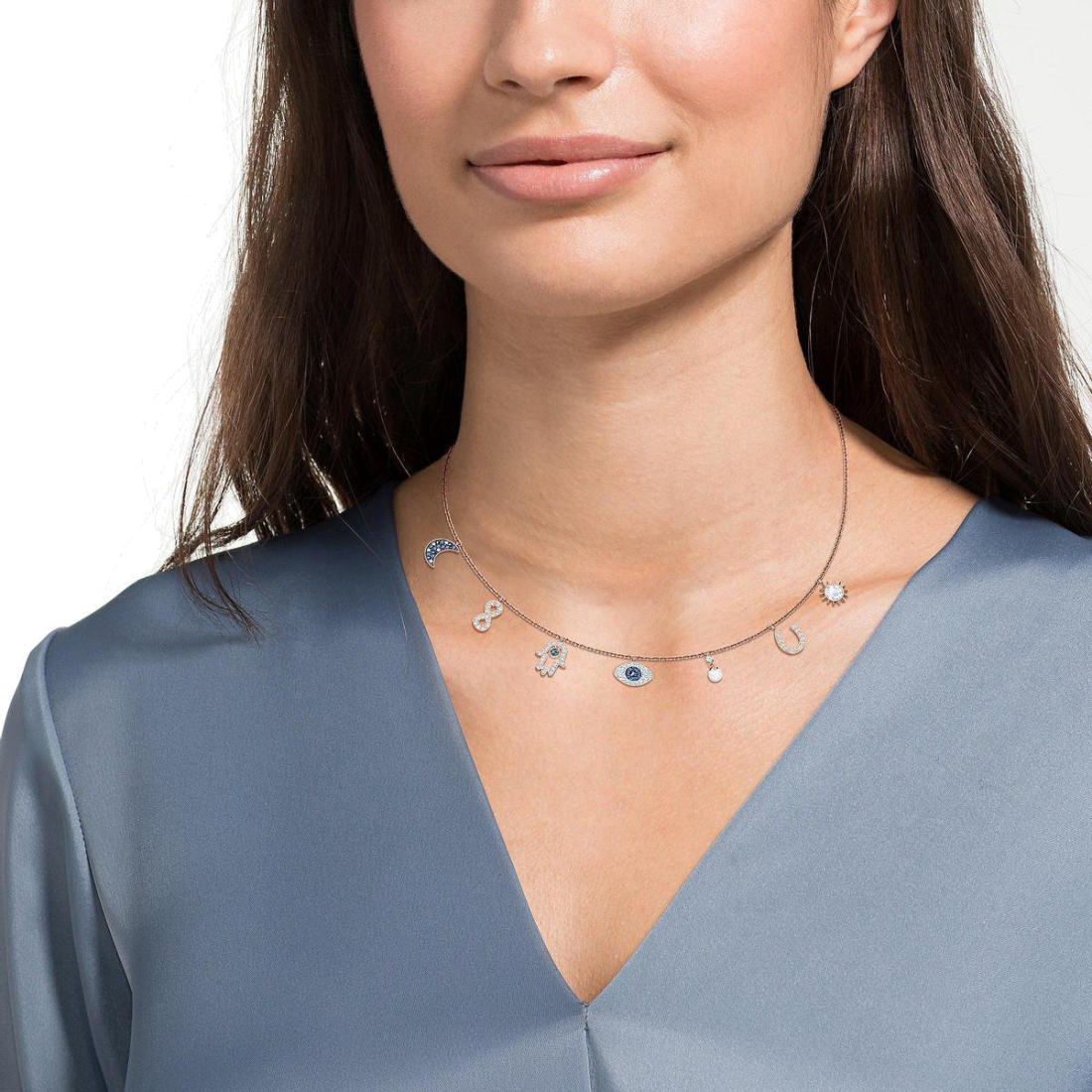 Collier Swarovski Symbolic 5497664 pour femme, breloques en cristal sur chaîne or rose vue 5