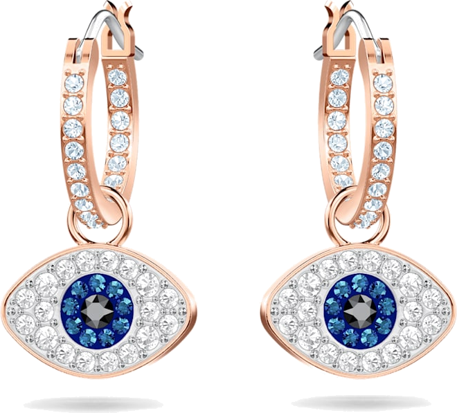 Boucles d'oreilles Swarovski 5425857 Symbolica Oeil porte-bonheur en or rose et bleu pour femme