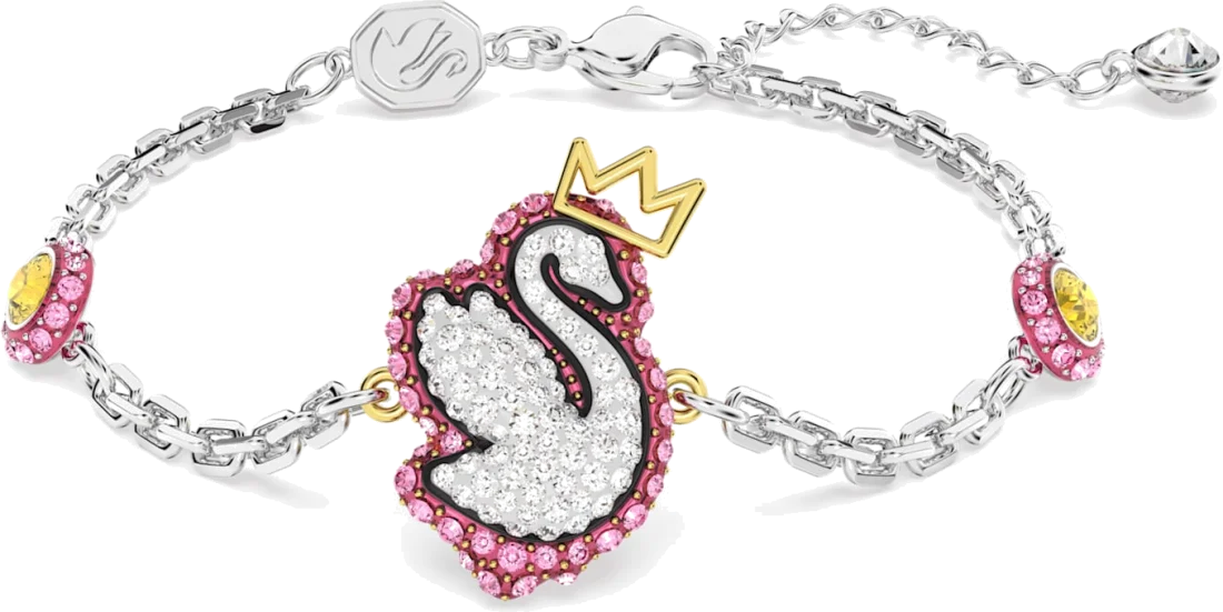Bracelet Swarovski Pop Swan Cygne Rose Plaqué Rhodium