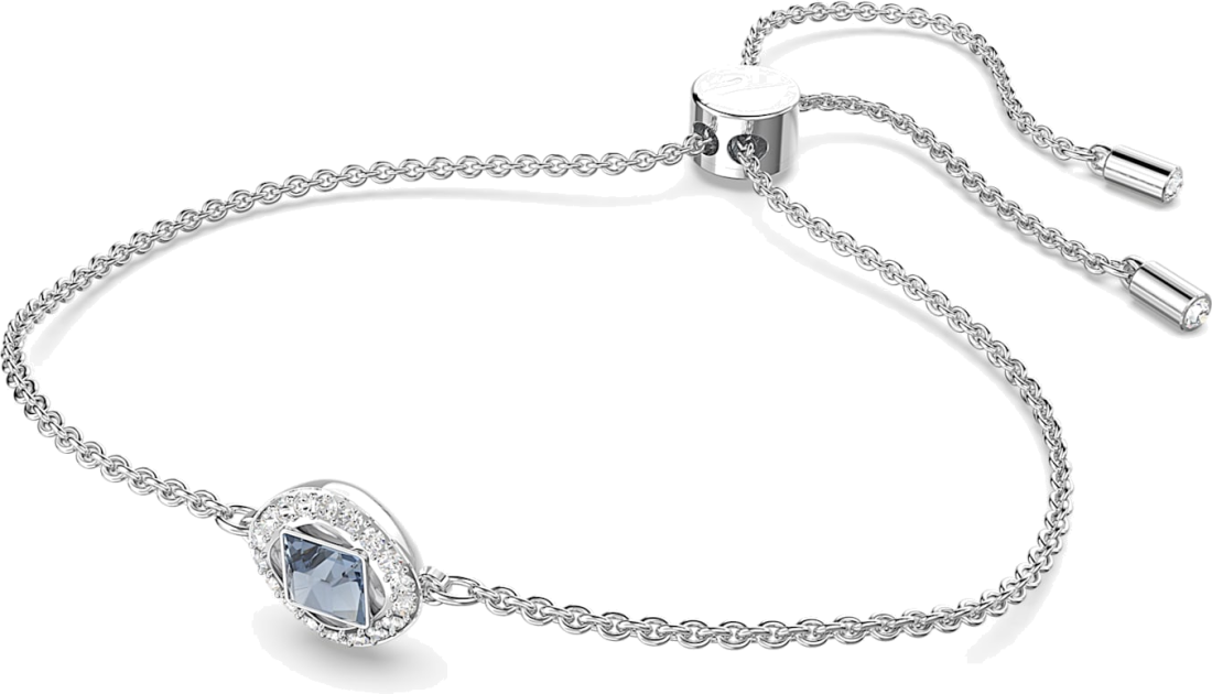 Bracelet Swarovski Angélique 5662141 pour Femme, Cristal Bleu Coupe Carrée sur Métal Rhodié Blanc vue 2