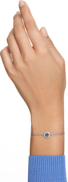Bracelet Swarovski Angélique 5662141 pour Femme, Cristal Bleu Coupe Carrée sur Métal Rhodié Blanc vue 5