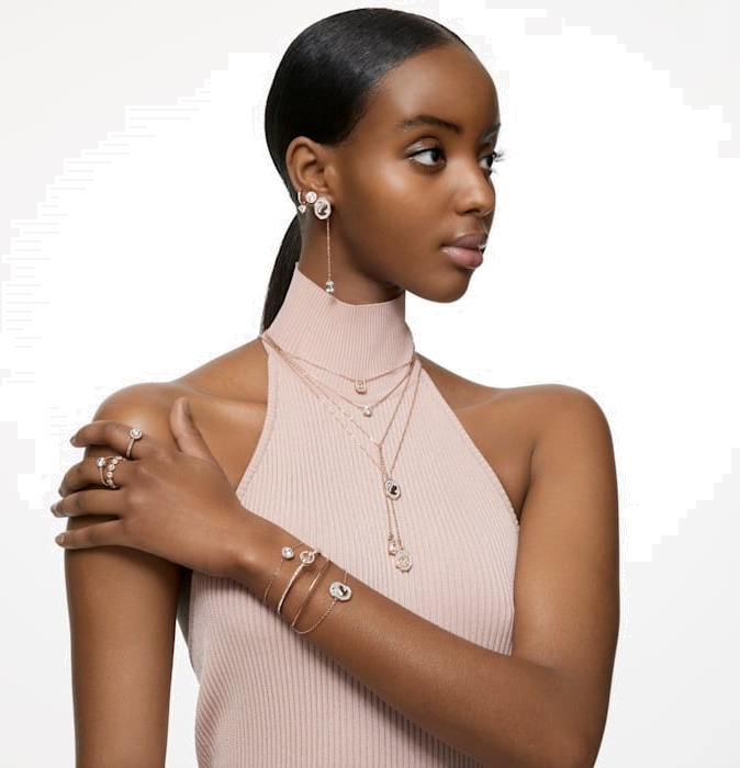 Bracelet Swarovski Constella 5636273 en métal plaqué or rose avec cristal taille ronde et pavé blanc - Pour Femme vue 4