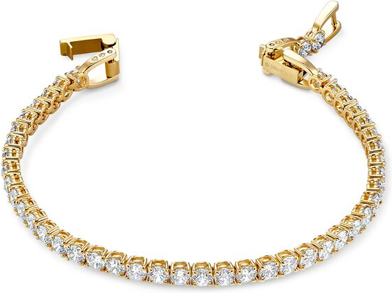 Bracelet Swarovski Tennis Deluxe 5511544 en métal plaqué or avec pierres blanches pour femme vue 3