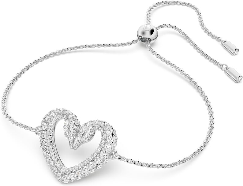 Bracelet Swarovski Una 5625534 en métal plaqué rhodium blanc, motif cygnes en cœur, pour femme vue 2