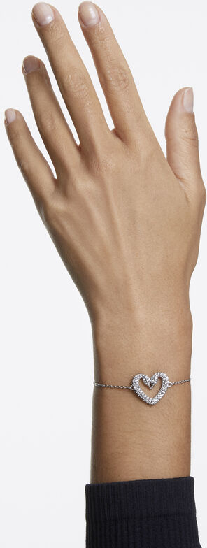 Bracelet Swarovski Una 5625534 en métal plaqué rhodium blanc, motif cygnes en cœur, pour femme vue 4
