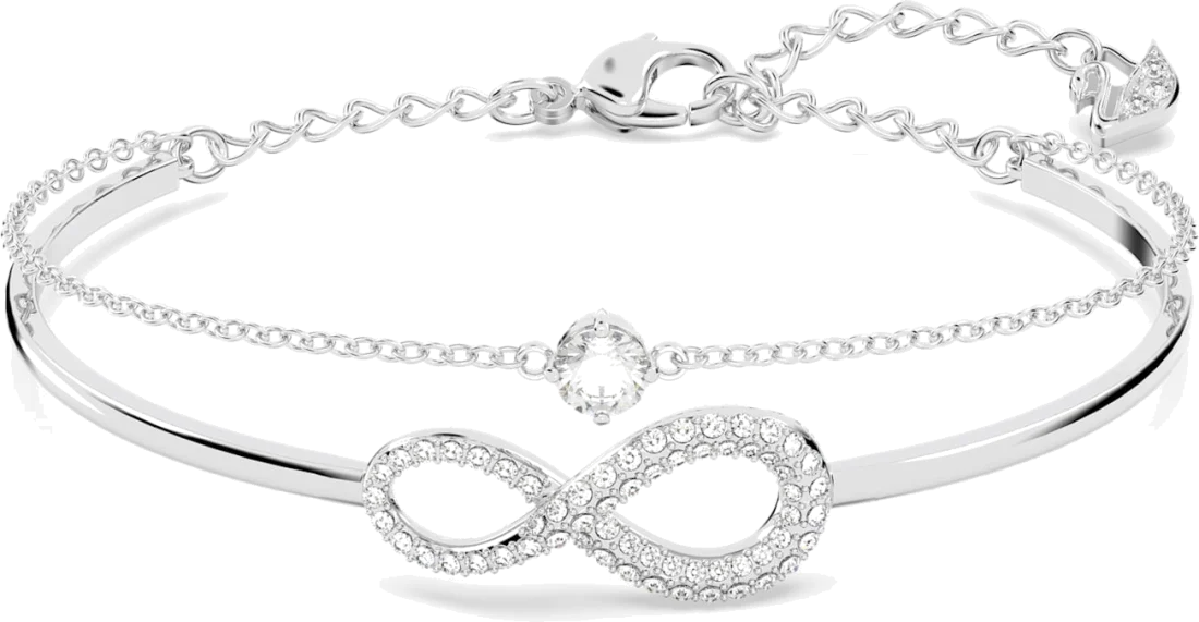 Bracelet Jonc Swarovski Infinity 5520584 Plaqué Rhodium Blanc