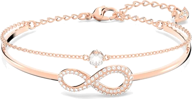 Bracelet Swarovski Infinity Plaqué or rose cristaux blancs