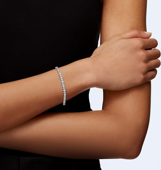 Bracelet de montre Swarovski Tennis Deluxe 5536469 - Blanc et Bleu Rhodié pour Femme vue 3