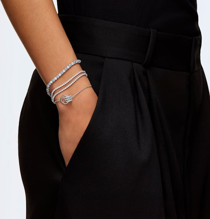 Bracelet de montre Swarovski Tennis Deluxe 5536469 - Blanc et Bleu Rhodié pour Femme vue 4