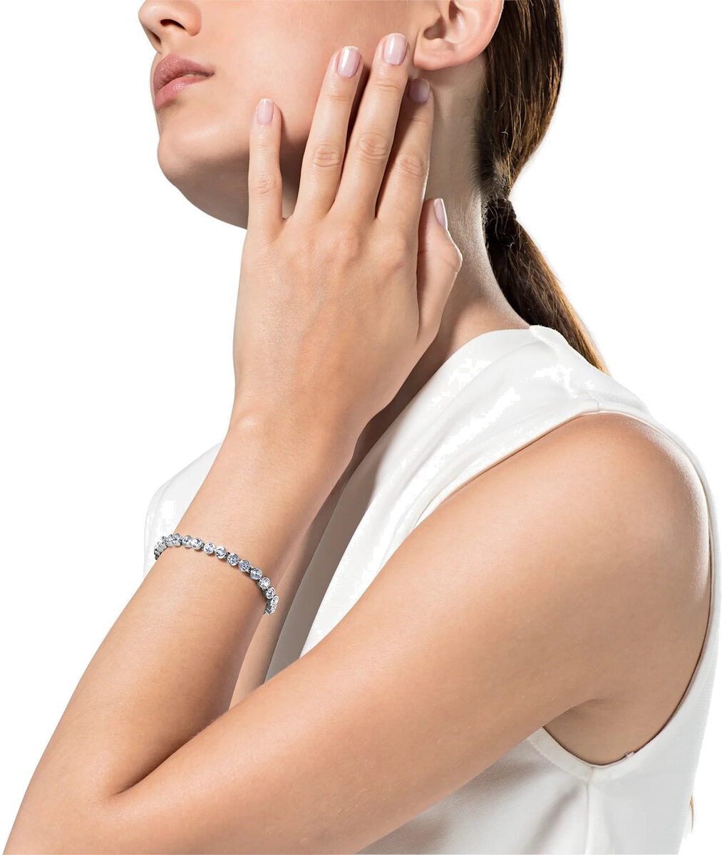 Bracelet Swarovski Emily 1791305 en métal rhodié argenté ajustable, cristaux blancs pour femme vue 3