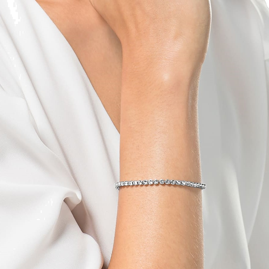 Bracelet Swarovski Emily 1791305 en métal rhodié argenté ajustable, cristaux blancs pour femme vue 4