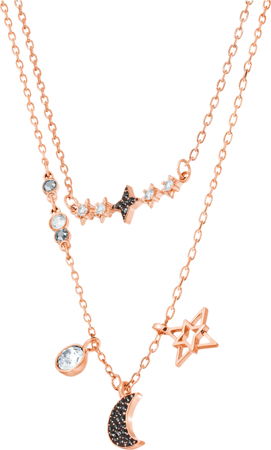 Collier Swarovski 5273290 double parure Lune et Étoile en or rose pour femme vue 3