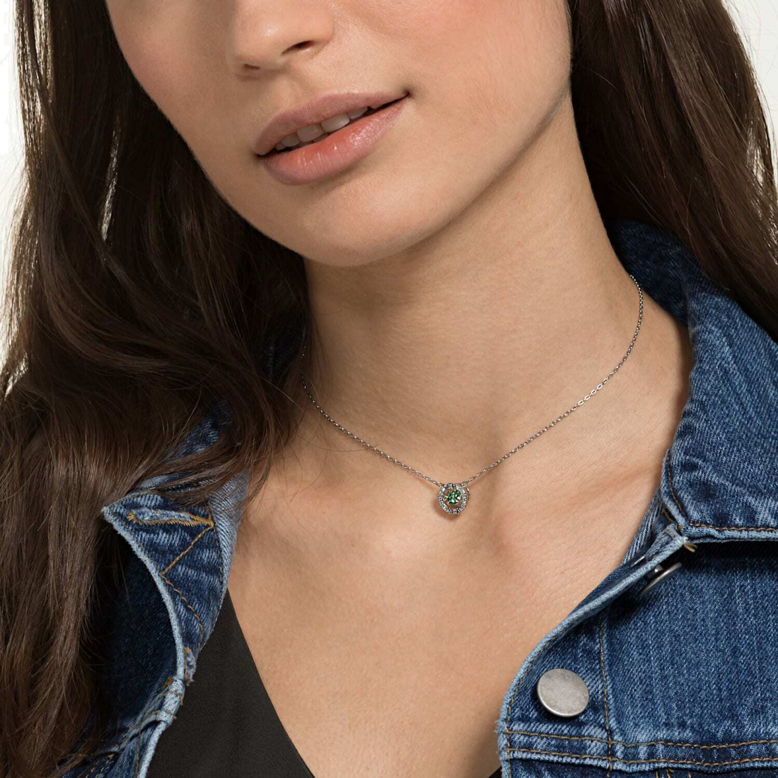 Collier Swarovski Sparkling Dance 5496308 pour Femme - Vert et Métal Rhodié vue 4