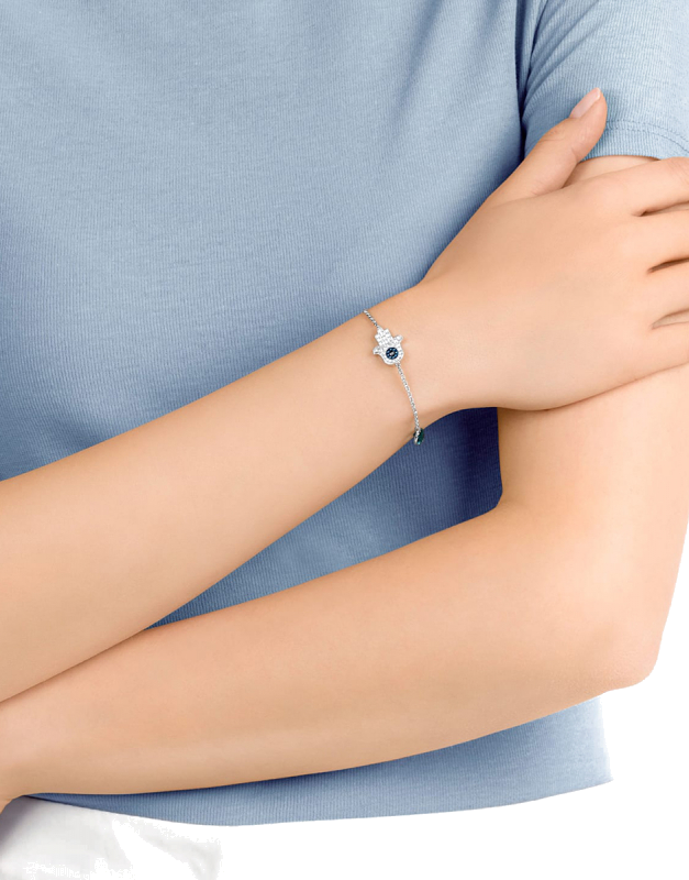 Bracelet Swarovski Remix Hamsa 5373249 en métal plaqué rhodium argenté, pour femme vue 2
