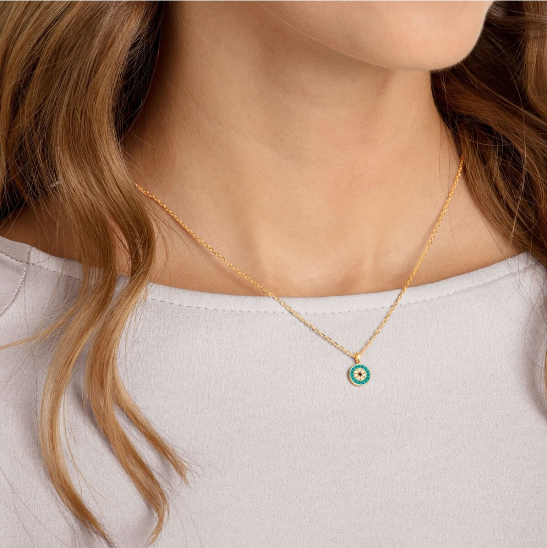 Collier Swarovski Luckily 5468916 en métal plaqué or avec cristaux turquoise pour femme vue 4