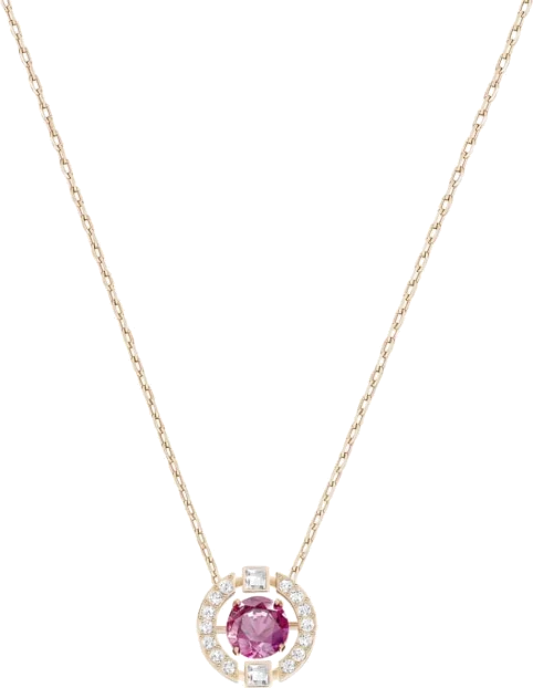 Collier Swarovski Sparkling Dance Round 5279421 en métal plaqué or rose pierre fuchsia