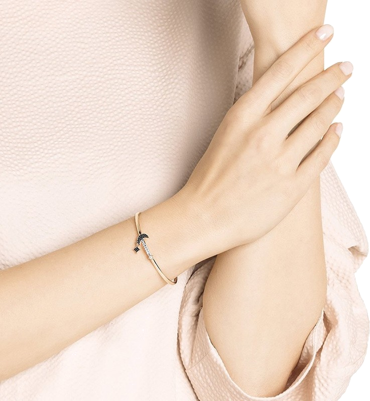 Bracelet jonc Swarovski Duo Moon 5429729, plaqué or rose, modèle Medium pour femme vue 3