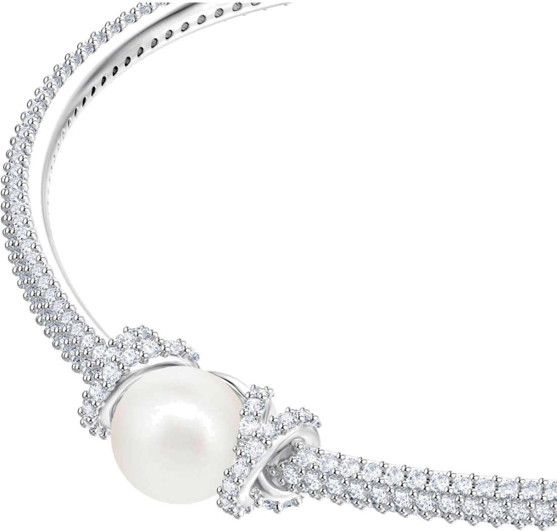 Bracelet jonc ajustable Swarovski 5461083 en métal plaqué rhodium, perle et cristaux, pour femme vue 2