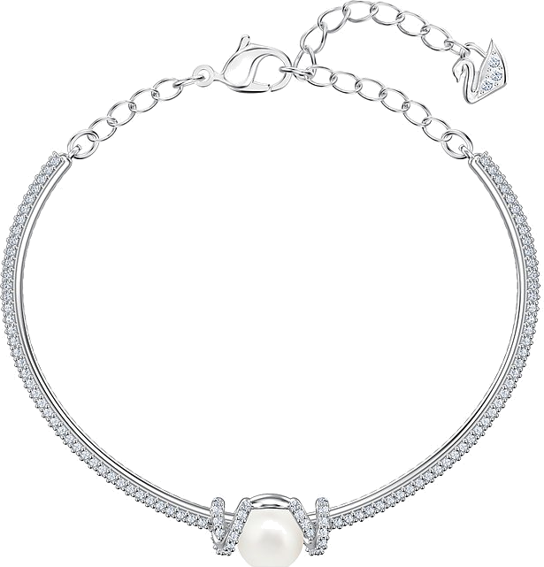Bracelet jonc ajustable Swarovski 5461083 en métal plaqué rhodium, perle et cristaux, pour femme vue 3