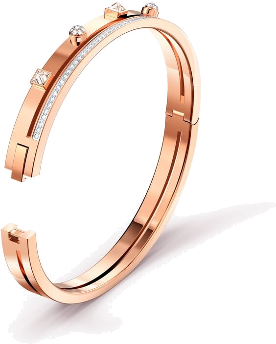 Bracelet jonc Swarovski 5555746 en métal plaqué or rose avec cristaux, pour femme vue 2