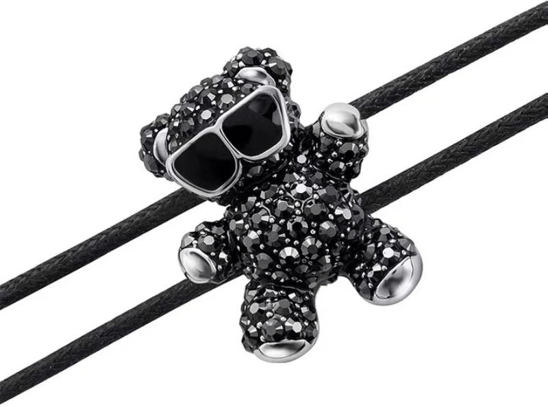 Bracelet Swarovski Teddy 5599283 en métal plaqué rhodium avec cristaux noirs - Unisexe vue 2