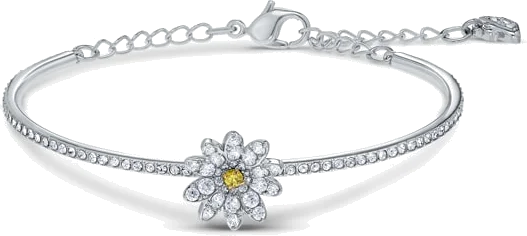 Bracelet jonc ajustable Swarovski Eternal Flower 5542012 plaqué rhodium cristaux blancs