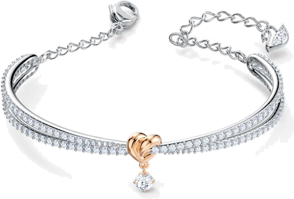 Bracelet jonc ajustable Swarovski Lifelong Heart 5516544 en plaqué rhodium avec cristaux blancs - Pour Femme vue 2