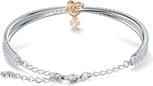 Bracelet jonc ajustable Swarovski Lifelong Heart 5516544 en plaqué rhodium avec cristaux blancs - Pour Femme vue 3